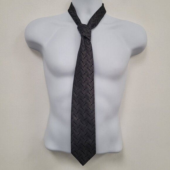 Gucci Mens Designer Geometric Print Tie Black Luxury Old Money Career Business - Picture 2 of 9
